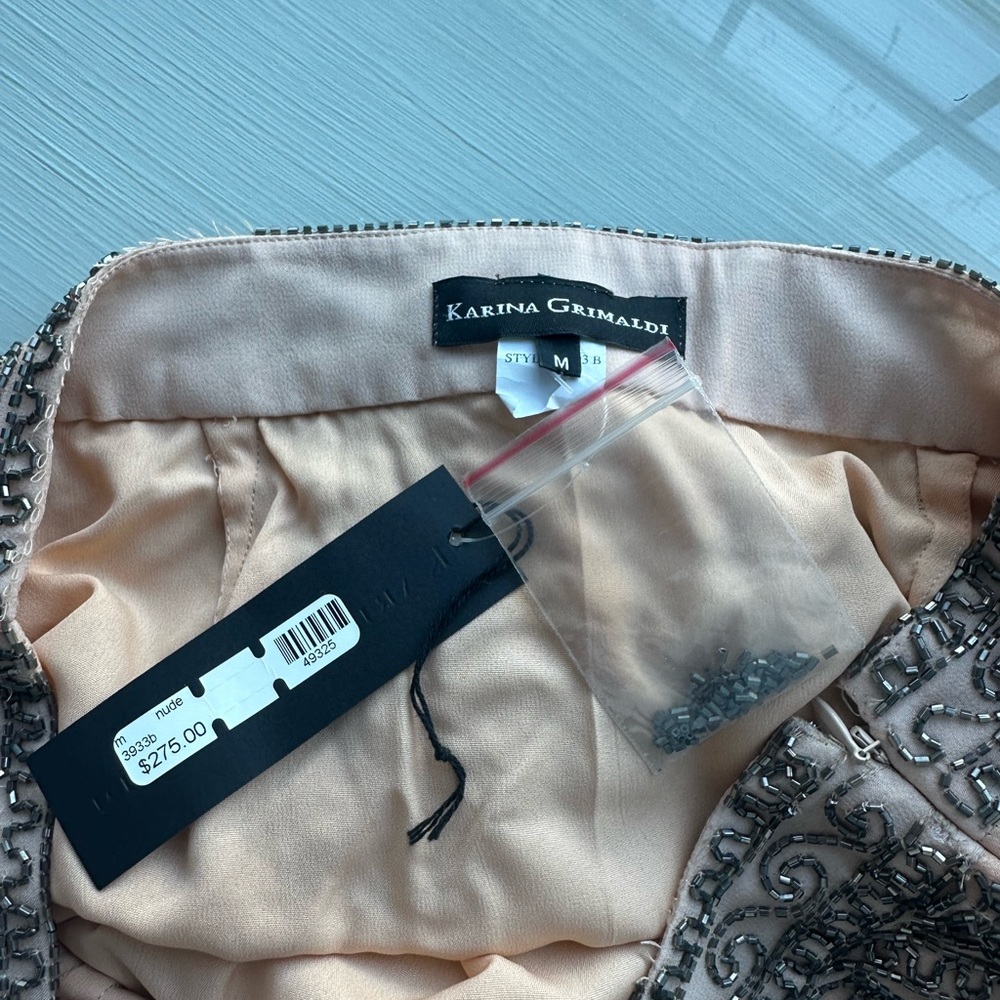 Karina Grimaldi Nude Beaded Mini Skirt - Picture 5 of 10